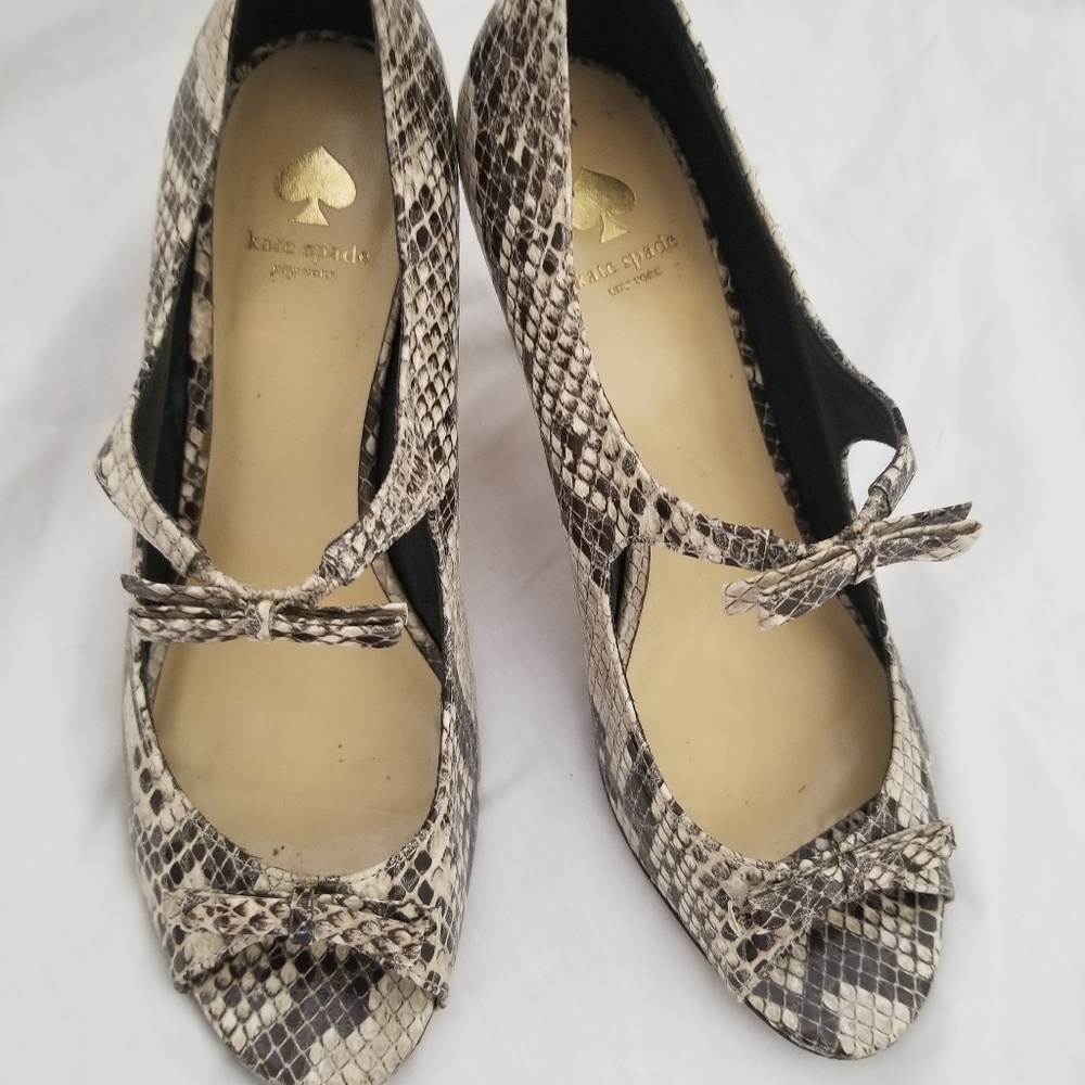 Python sexy strap peep toe Kate Spade 7.5  heel